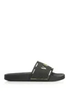 Versace Black Sandals With Logo Printed On The Front In Black