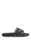 Versace Black Sandals With Logo Printed On The Front In Black