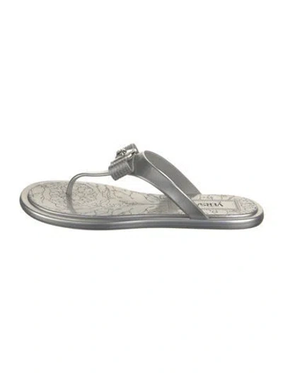 Pre-owned Versace Rubber Bow Accents Sandals In Silver