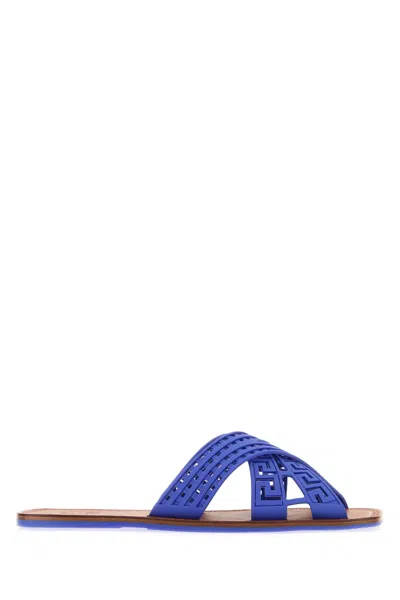 Versace Rubber Crossover Sandal In Blue