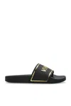 Versace Logo-embossed Slides In Black
