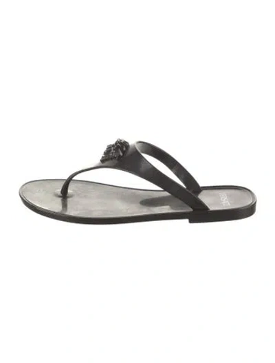 Pre-owned Versace Rubber Flip Flops In Black