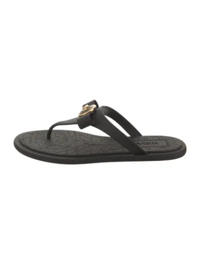 Pre-owned Versace Rubber Flip Flops In Black