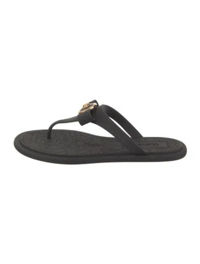 Pre-owned Versace Rubber Flip Flops In Black