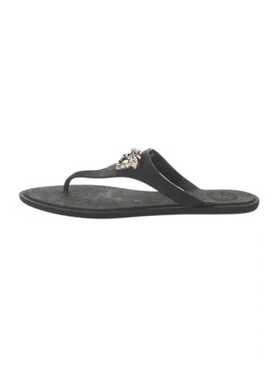 Pre-owned Versace Rubber Flip Flops In Black