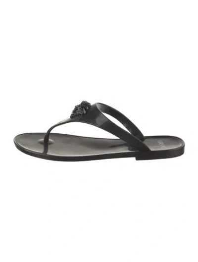 Pre-owned Versace Rubber Flip Flops In Black