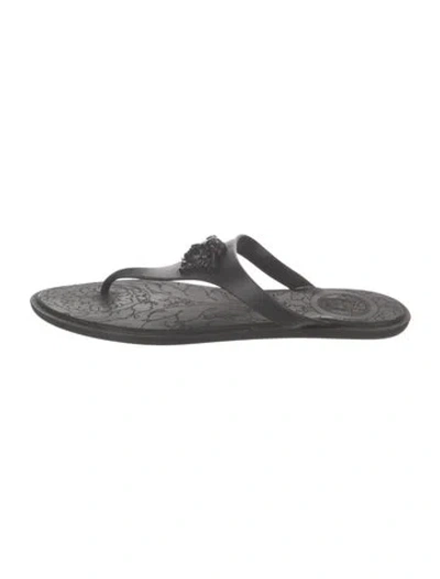 Pre-owned Versace Rubber Flip Flops In Black