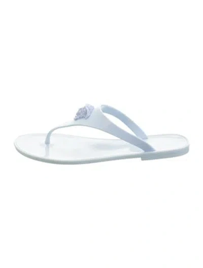 Pre-owned Versace Rubber Flip Flops In Blue