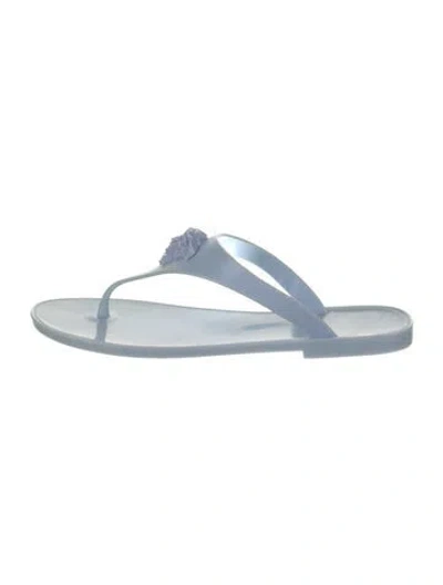 Pre-owned Versace Rubber Flip Flops In Blue