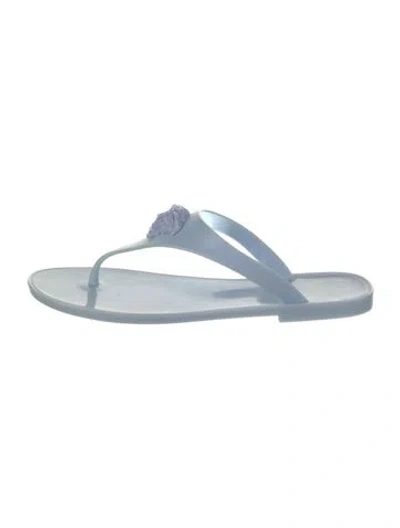 Pre-owned Versace Rubber Flip Flops In Blue