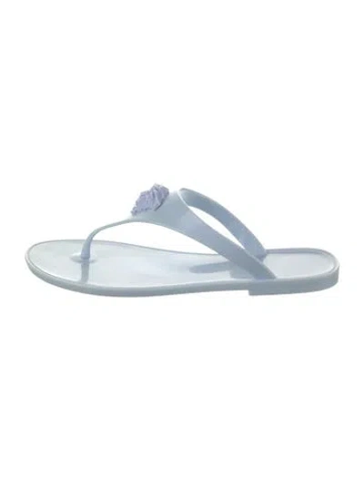 Pre-owned Versace Rubber Flip Flops In Blue