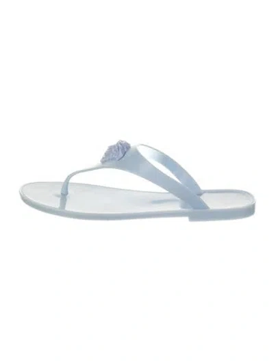 Pre-owned Versace Rubber Flip Flops In Blue