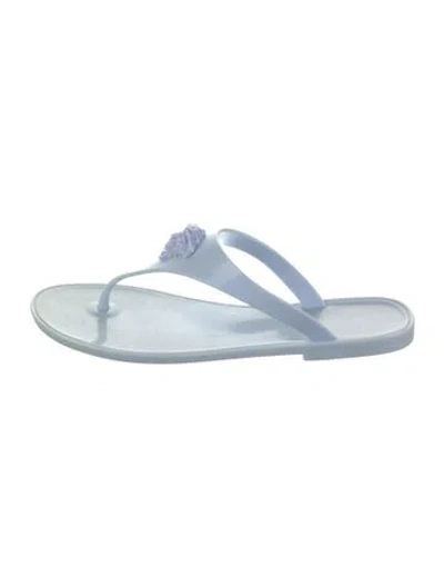 Pre-owned Versace Rubber Flip Flops In Blue