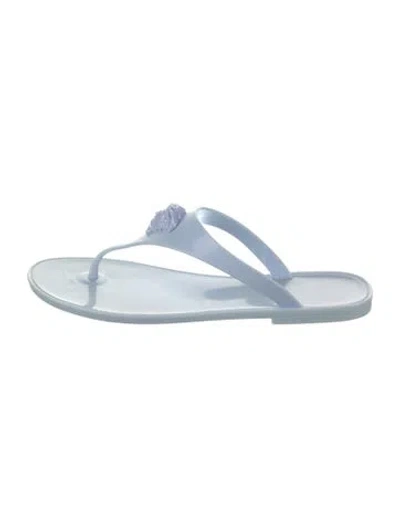 Pre-owned Versace Rubber Flip Flops In Blue