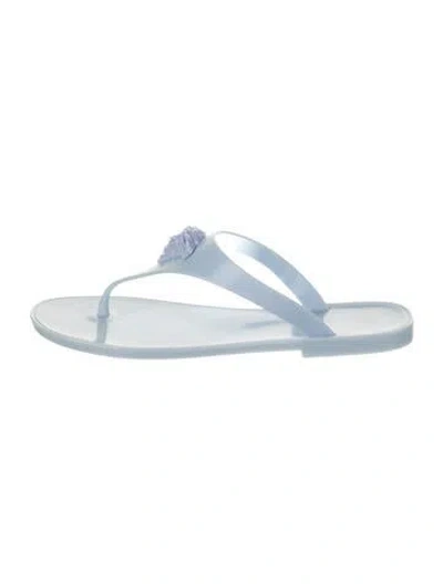 Pre-owned Versace Rubber Flip Flops In Blue