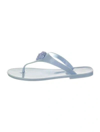 Pre-owned Versace Rubber Flip Flops In Blue