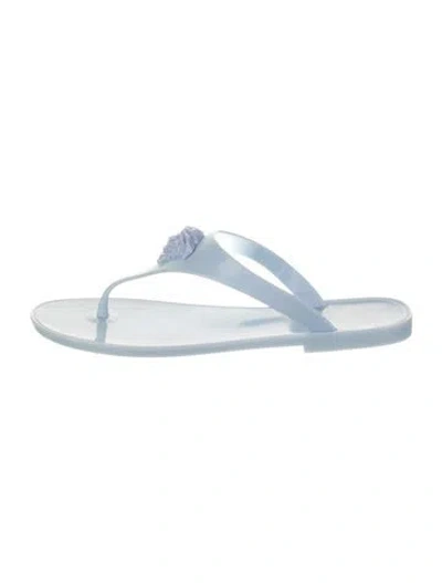 Pre-owned Versace Rubber Flip Flops In Blue