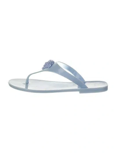 Pre-owned Versace Rubber Flip Flops In Blue