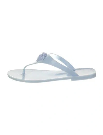 Pre-owned Versace Rubber Flip Flops In Blue