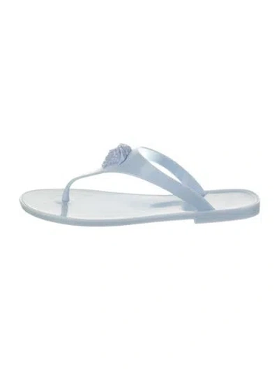 Pre-owned Versace Rubber Flip Flops In Blue