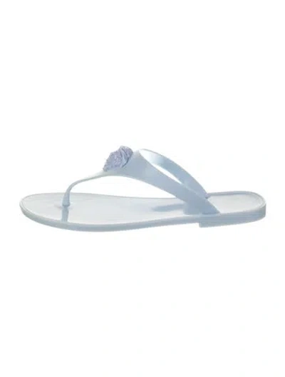 Pre-owned Versace Rubber Flip Flops In Blue