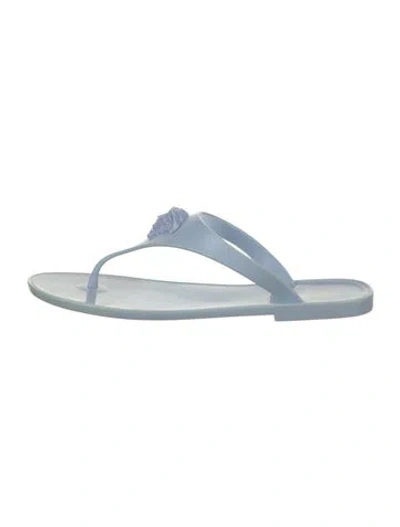 Pre-owned Versace Rubber Flip Flops In Blue