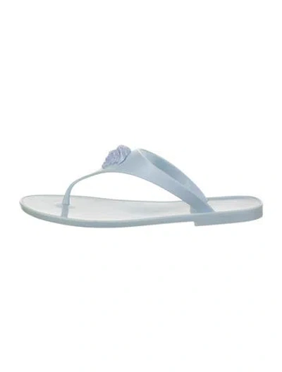 Pre-owned Versace Rubber Flip Flops In Blue