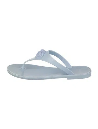 Pre-owned Versace Rubber Flip Flops In Blue