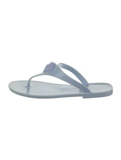 Pre-owned Versace Rubber Flip Flops In Blue