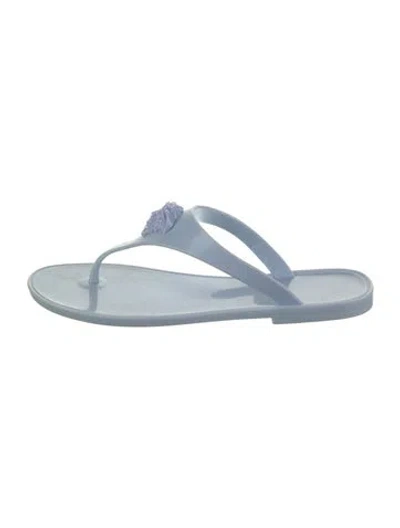 Pre-owned Versace Rubber Flip Flops In Blue