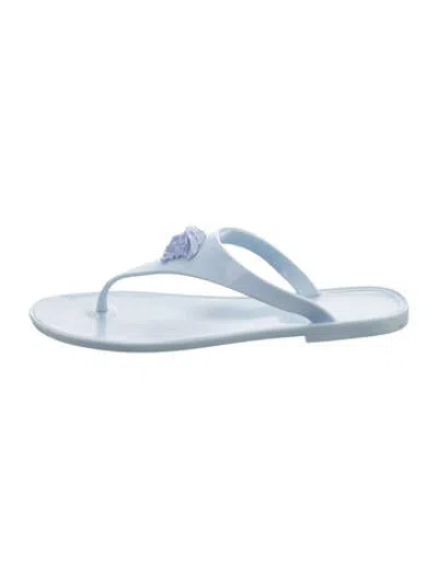 Pre-owned Versace Rubber Flip Flops In Blue