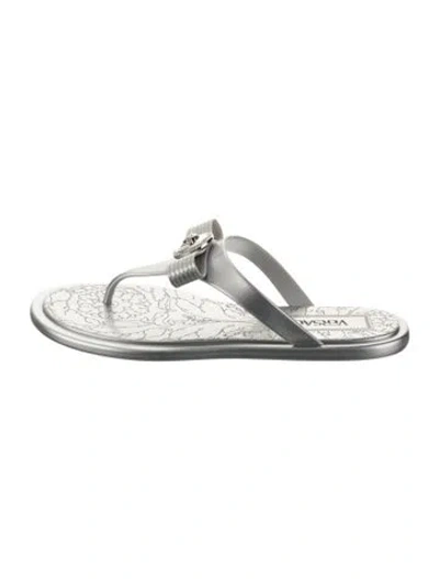 Pre-owned Versace Rubber Flip Flops In Gray