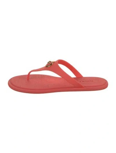 Pre-owned Versace Rubber Flip Flops In Orange