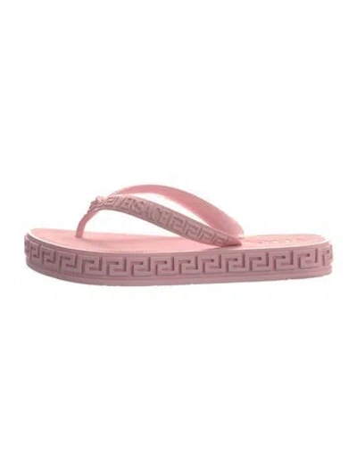 Pre-owned Versace Rubber Flip Flops In Pink