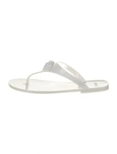 Pre-owned Versace Rubber Flip Flops In White