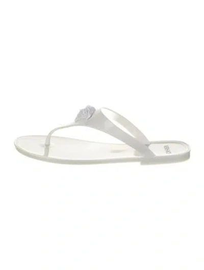 Pre-owned Versace Rubber Flip Flops In White