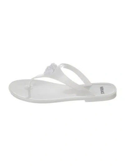 Pre-owned Versace Rubber Flip Flops In White