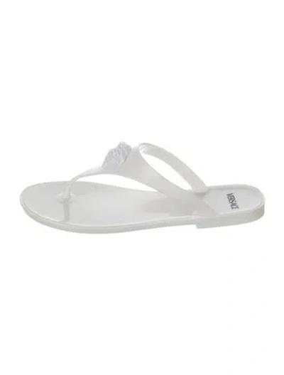 Pre-owned Versace Rubber Flip Flops In White