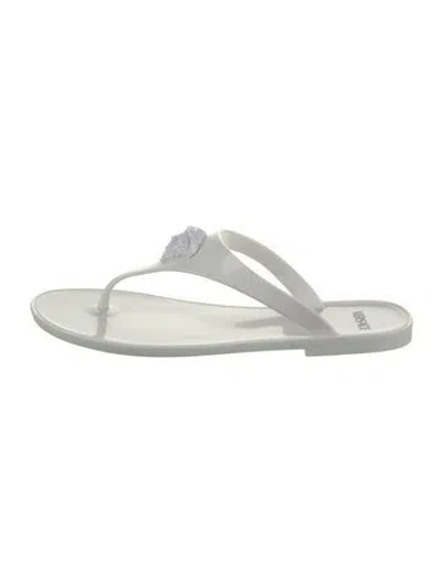 Pre-owned Versace Rubber Flip Flops In White