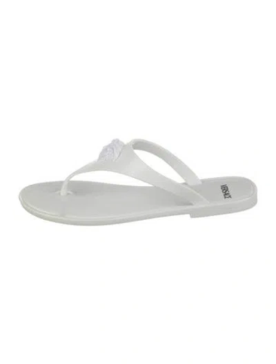Pre-owned Versace Rubber Flip Flops In White