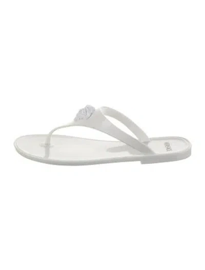 Pre-owned Versace Rubber Flip Flops In White