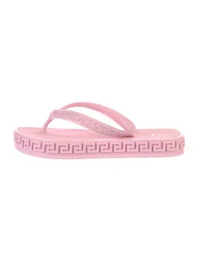 Pre-owned Versace Rubber Printed Flip Flops In Pink
