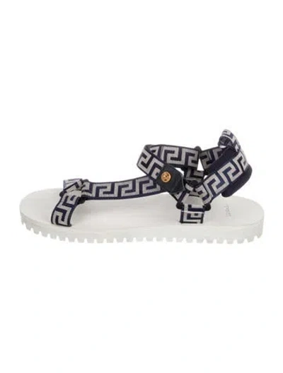 Pre-owned Versace Rubber Printed Sandals In White