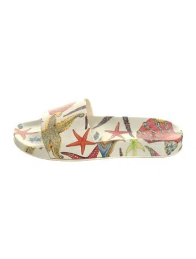 Pre-owned Versace Rubber Printed Slides In Multi