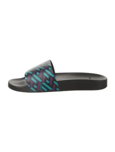 Pre-owned Versace Rubber Printed Slides In Multicolor