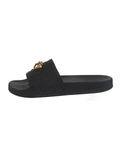Pre-owned Versace Rubber Slides In Black