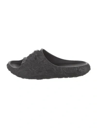 Pre-owned Versace Rubber Slides In Black