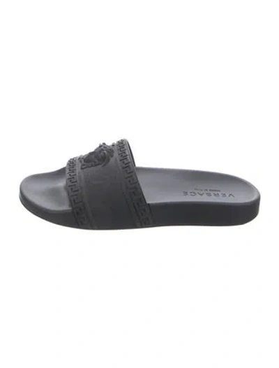 Pre-owned Versace Rubber Slides In Black