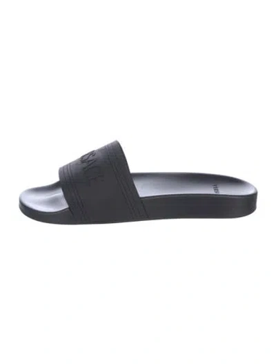 Pre-owned Versace Rubber Slides In Black