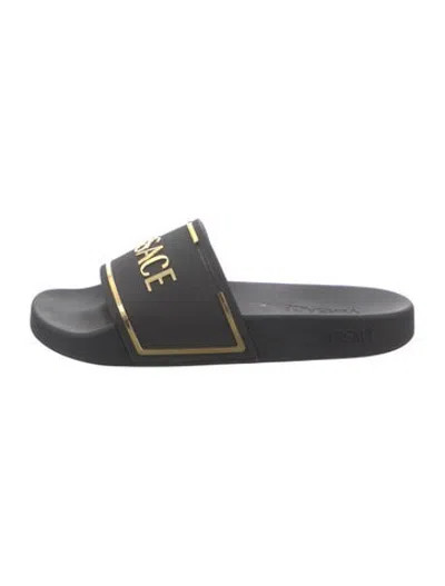 Pre-owned Versace Rubber Slides In Black